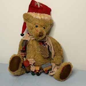 Festive Teddy Bear with Red Santa Hat